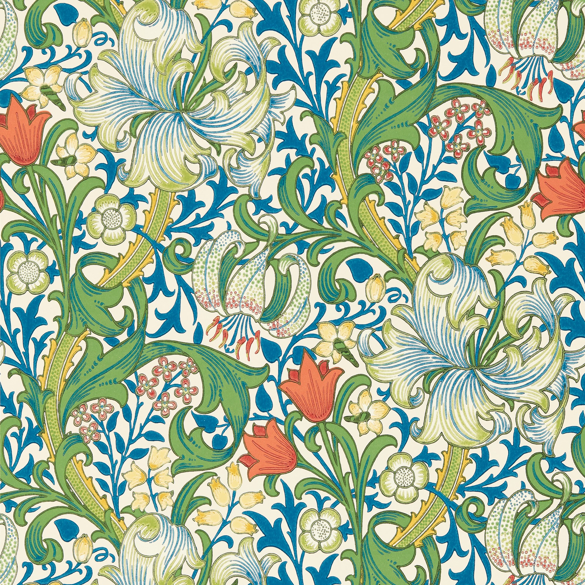 Golden Lily Wallpaper 217330 By Morris Co In Twister Green